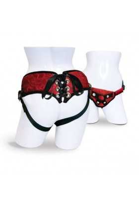 RED LACE CORSETTE STRAP-ON