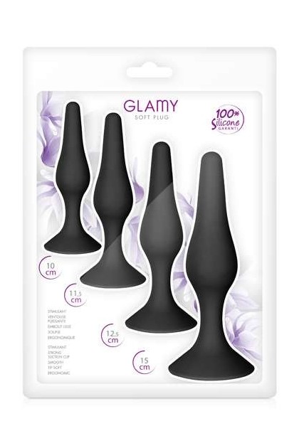 COFFRET DE PLUGS ANAL NOIRS AVEC VENTOUSE