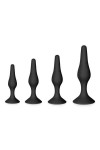 Coffret de plugs anal noirs avec ventouse - Love Shop Avenue