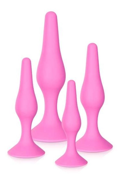 Coffret de plugs anal roses avec ventouse - Love Shop Avenue