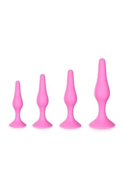 Coffret de plugs anal roses avec ventouse - Love Shop Avenue