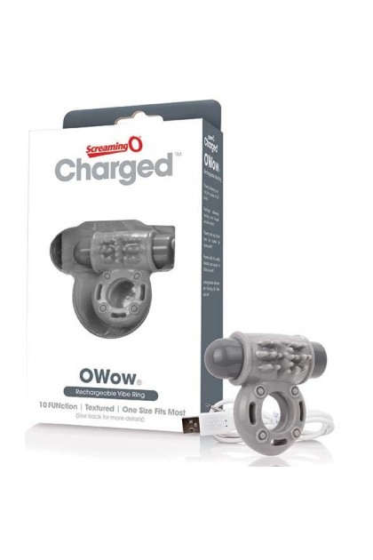 COCKRING VIBRANT RECHARGEABLE CHARGED OWOW GRIS - SCREAMING O