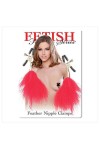 Pinces a tetons avec plumes rouge feather nipple clamps