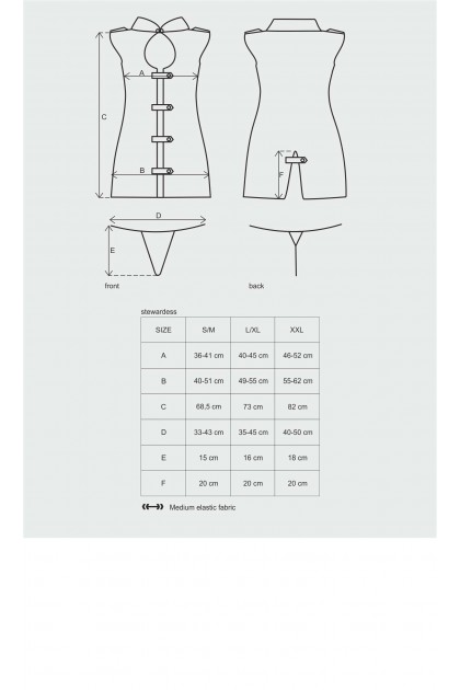 COSTUME STEWARDESS DRESS GRIS - OBSESSIVE - S/M