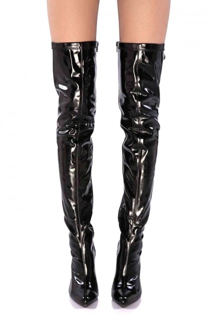 CUISSARDES EN SIMILI-CUIR VERNI - NOIR - TAILLE 41 - SX301