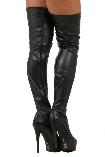 CUISSARDES PLATEFORME EN SIMILI-CUIR MATE - NOIR - TAILLE 36 - SB303S