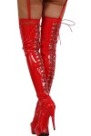Cuissardes compensée en simili-CUIR VERNI - ROUGE - T40 - SB309-RD