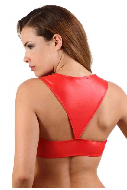 Top brassière en wetlook - TAILLE L/XL - ROUGE - 19005RD