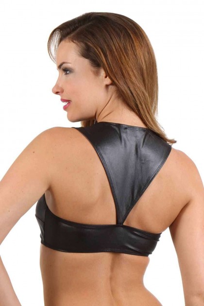 Top brassière en wetlook - TAILLE S/M - NOIR - 19005BK