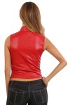 GILET EN SIMILICUIR SANS MANCHES - TAILLE S - ROUGE - 19627-RD