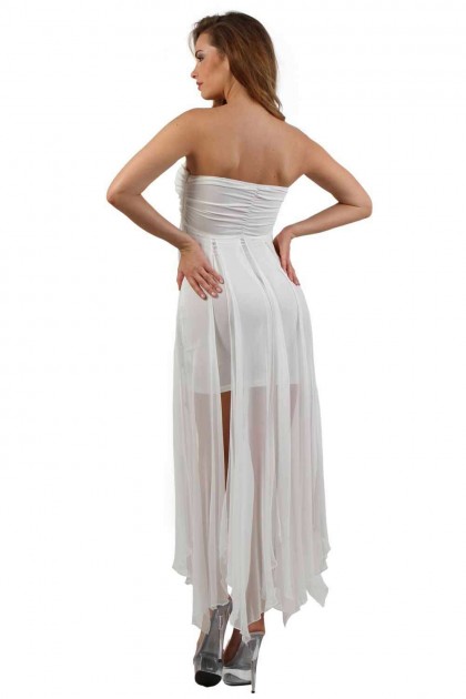 ROBE LONGUE BUSTIER - TAILLE S - BLANC - 9130-WH