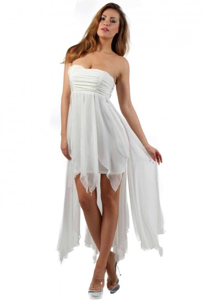 ROBE LONGUE BUSTIER - TAILLE L - BLANC - 9130-WH