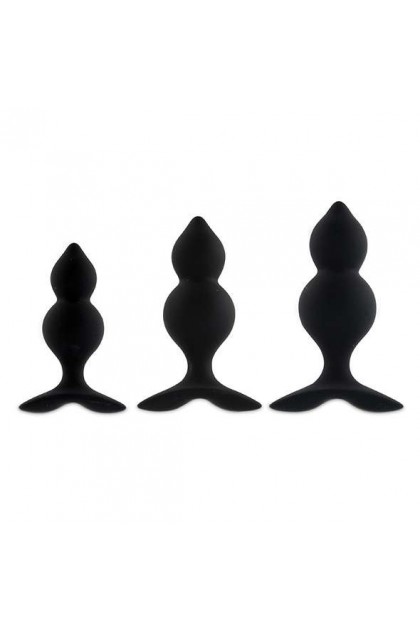 BIBI TWIN BUTT PLUG SET 3 PCS BLACK