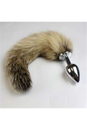 PLUG ANAL EN MÉTAL ARGENTÉ AVEC QUEUE DE RENARD - S