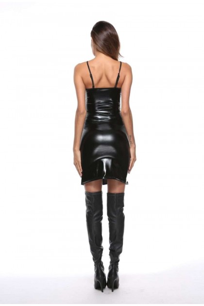 Robe noir wetlook one size - TL104 - Love Shop Avenue