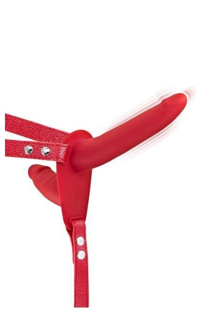 Double gode ceinture rouge vibrant en silicone usb - Love Shop Avenue