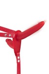 Double gode ceinture rouge vibrant en silicone usb - Love Shop Avenue
