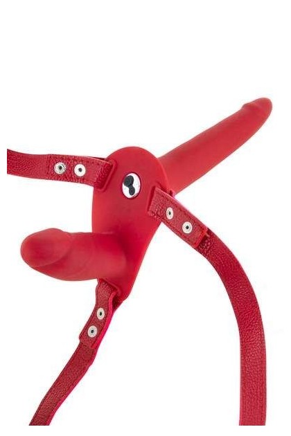 Double gode ceinture rouge vibrant en silicone usb - Love Shop Avenue
