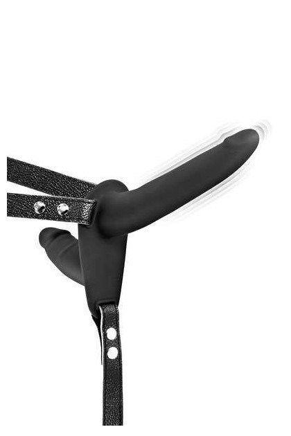 Double gode ceinture noir vibrant en silicone usb - Love Shop Avenue