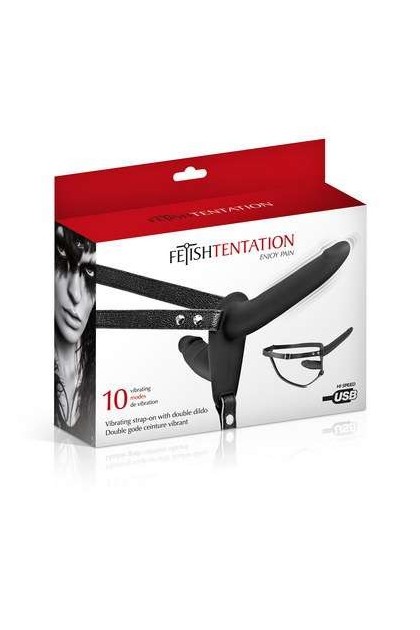 Double gode ceinture noir vibrant en silicone usb - Love Shop Avenue