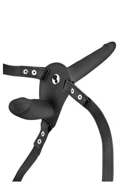 Double gode ceinture noir vibrant en silicone usb - Love Shop Avenue