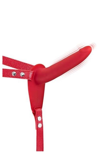 Gode ceinture rouge vibrant en silicone usb - Love Shop Avenue