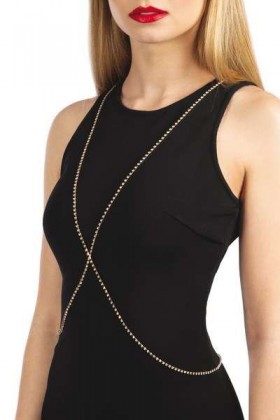 CHAÎNE DE CORPS DORÉE CROISÉE AVEC STRASS