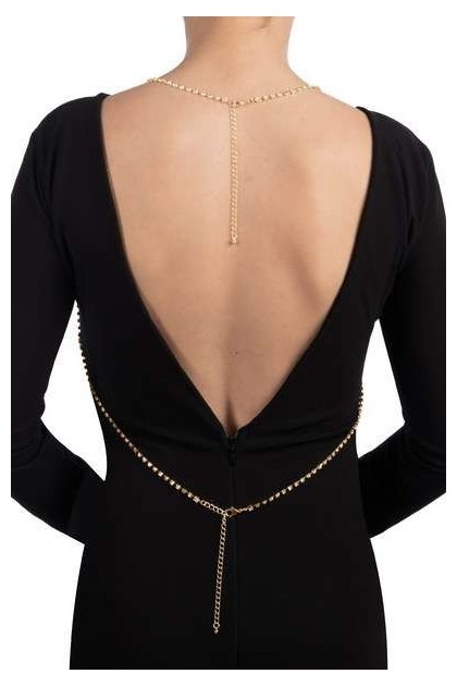 CHAÎNE DE CORPS DORÉE CROISÉE AVEC STRASS