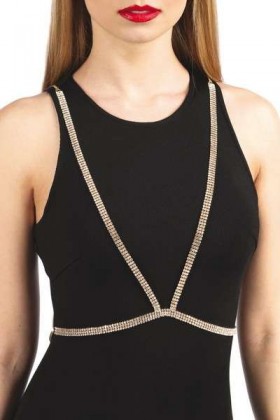 BIJOU DE BUSTE DORÉ AVEC STRASS RÉGLABLE