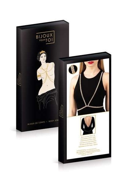 BIJOU DE BUSTE DORÉ AVEC STRASS RÉGLABLE