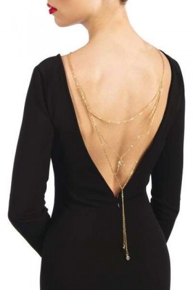 COLLIER DE DOS DORÉ EFFET DRAPÉ ET STRASS