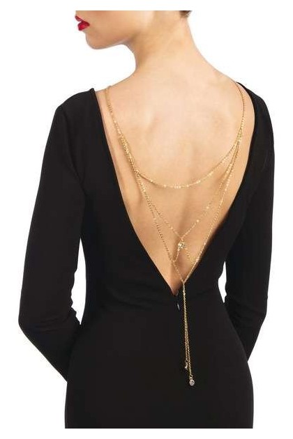 COLLIER DE DOS DORÉ EFFET DRAPÉ ET STRASS