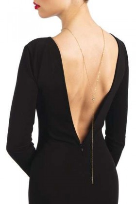 COLLIER DE DOS DORÉ AVEC CHAÎNE PENDANTE