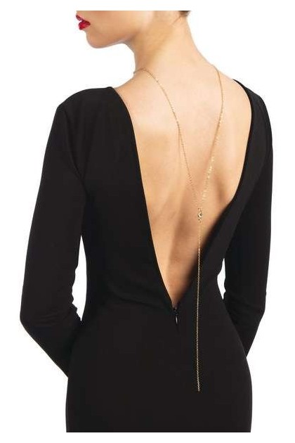 COLLIER DE DOS DORÉ AVEC CHAÎNE PENDANTE