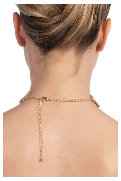 COLLIER RAS DE COU ET PENDENTIF DORÉ ET STRASS
