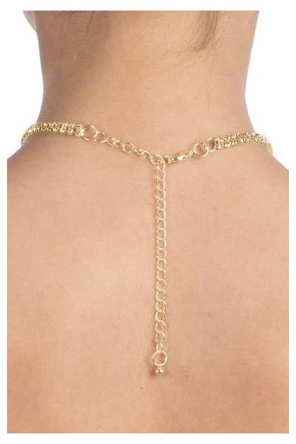 Collier doré avec strass et chaîne pendante - Love Shop Avenue
