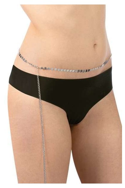 CHAÎNE DE TAILLE ARGENTÉE À MAILLONS PLATS