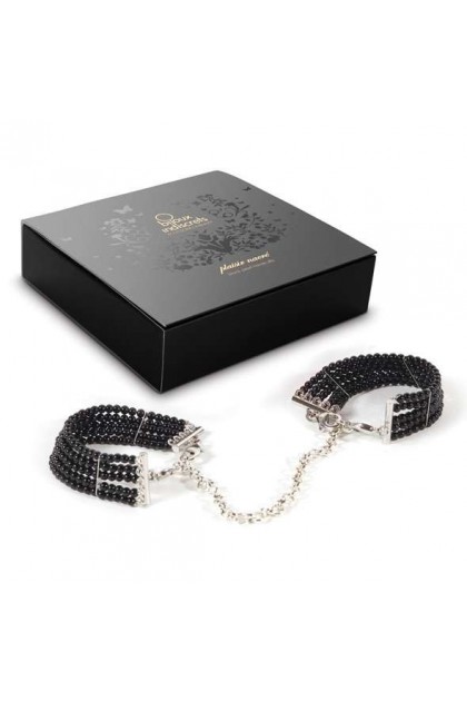 Menottes en perles noir plaisir nacré - Love Shop Avenue