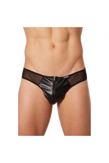 STRING NOIR FÉTICHISTE SIMILI CUIR - TAILLE S - 34/36