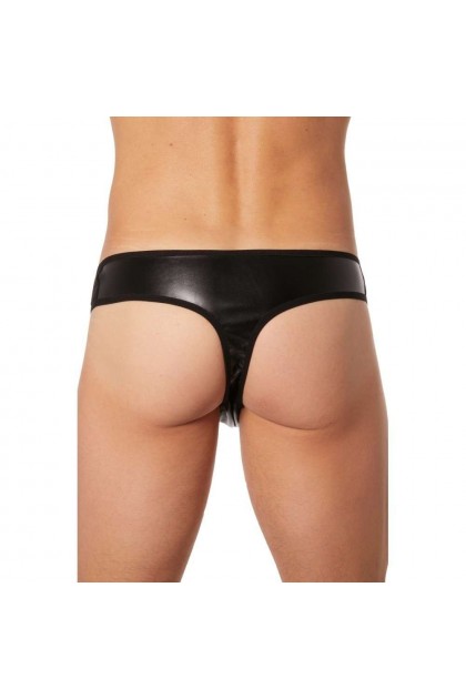 STRING NOIR FÉTICHISTE SIMILI CUIR - TAILLE L - 42/44