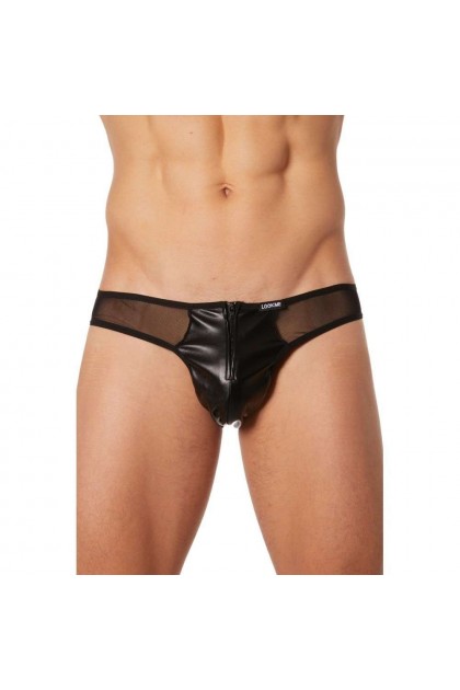JOCK-STRAP NOIR FÉTICHISTE SIMILI CUIR - TAILLE S - 34/36