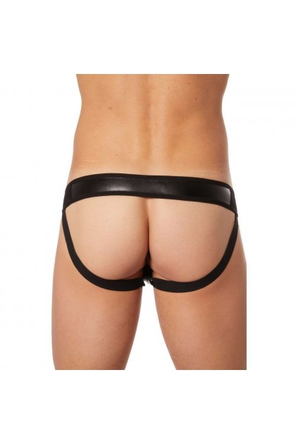 JOCK-STRAP NOIR FÉTICHISTE SIMILI CUIR - TAILLE XL - 44/46