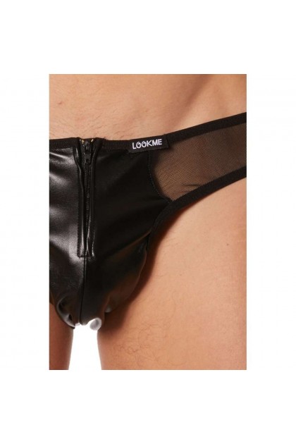 Jock-STRAP NOIR FÉTICHISTE SIMILI CUIR - TAILLE XL - 44/46