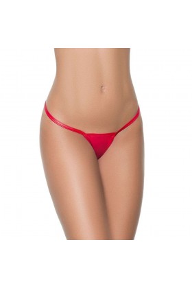 STRING FICELLE EN Y WETLOOK ROUGE - M/L