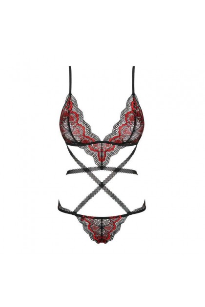 Body noir & rouge megies teddy - OBSESSIVE - L/XL - Love Shop Avenue