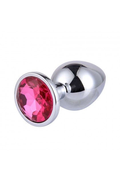 Coffret 3 plugs aluminium argent - S - M - L - STRASS ROSE - BR138