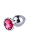 Coffret 3 plugs aluminium argent - S - M - L - STRASS ROSE - BR138