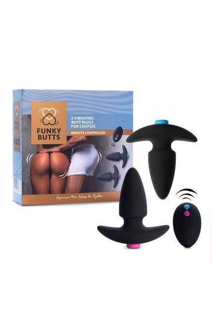 Ensemble de plug anal télécommandé funkybutts pour couples