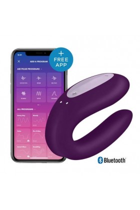 STIMULATEUR CONNECTÉ VIOLET DE COUPLE SATISFYER DOUBLE JOY
