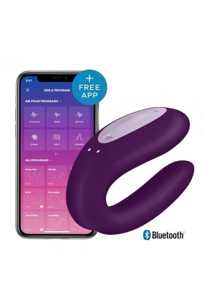 STIMULATEUR CONNECTÉ VIOLET DE COUPLE SATISFYER DOUBLE JOY